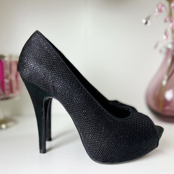 Chinese Laundry Black Sparkly Platform Heels Size 6.5 - Picture 7 of 11